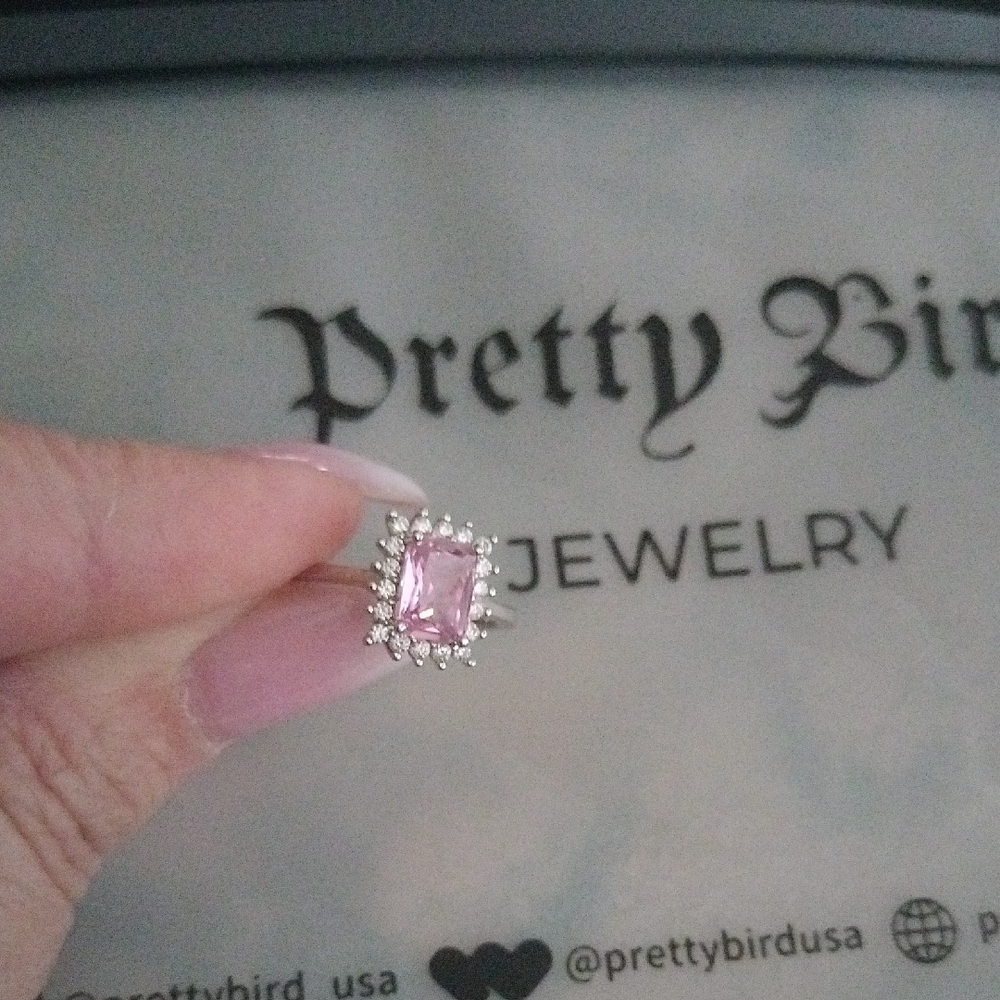 Pretty Bird White Gold Plated with Pink Gemstone